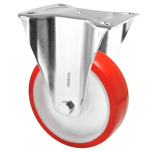 WAGNER Soft-Bockrolle - Durchmesser Ø 100 mm, Bauhöhe 125 mm, Stahl verzinkt, rot/weiß, Anschraubplatte 85 x 105 mm, Tragkraft 75 kg - 04880001