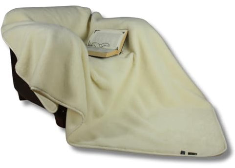 Perfect Wool Wolldecke aus Schafwolle – Handgefertigter – Kuscheldecke flauschig - 450 g/m² – Sofadecke - Flauschige Decke für Herbst & Winter – Weiß - 160/200cm