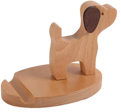 itrimaka Wooden Phone Stand Dog, Wooden Mobile Phone Stand, Wooden Phone Holder, Cute Animal Phone Stand Desk Gadgets Ornament