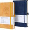 HOMEMARS Notizbuch, Notebook, a5, Journal buch, Reisetagebuch, Liniert a5, Notizblock, Notizbücher a5, 100gsm, 200 Pages, 2 Stück, Reisetagebuch, Notizbuch Leder, Prägebaum Design,Gelb Blau