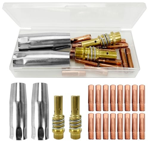 20 Piezas Accesorios de Soldadura Consumibles de Máquina de Soldadura Punta de Contacto 0.6/0.8/0.9/1.0/1.2 mm M6 Soporte de Puntas Difusor Copa Protectora para Antorcha de Soldadura MB15AK MIG MAG