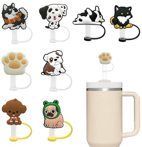 Bisienya Straw Cover Cap for Stanley Cup 8 Pcs,Caps Dust-Proof for Stanley Cups and Tumblers,Silicone Straw Topper,0.28-0.3 in Diameter Straw Toppers for Stanley Cups Accessories