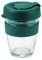 Reusable Glass Coffee Cup/Travel Mug with Lid - Heat Resistant Sleeve Surround Eco Friendly with Plugged Removable Lid (Green)