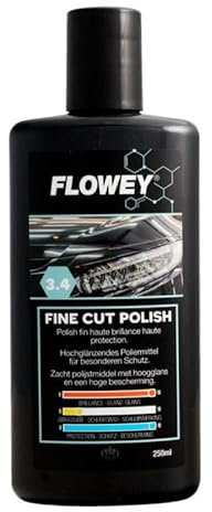 Flowey 3.4 Anti Hologramm Politur - Fine Cut Finishpolitur - Hochglanz Polierpaste für alle glatten Lacke - entfernt Waschkratzer 250ml