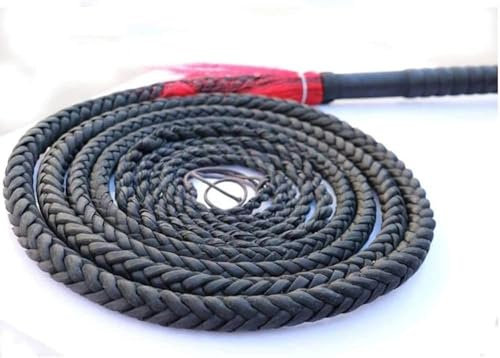 Frusta Lunga Frusta per Toro in Vera Pelle Totalmente Fatta a Mano e Durevole Frusta Nera, Lussuosa Frusta per Cavalli Intrecciata - Perfetta per Lavorare Il Bestiame o sbattere la Frusta sp