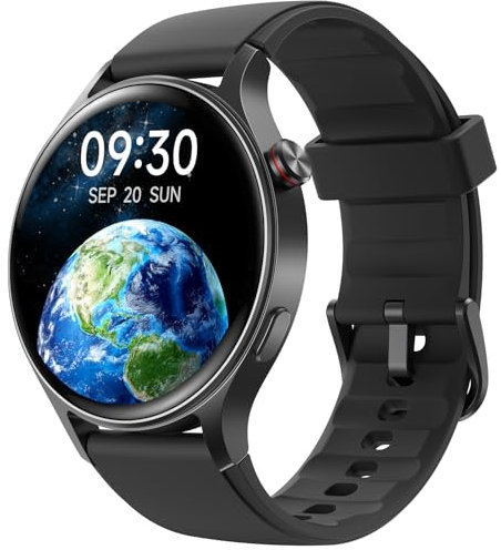Smartwatch Herren Rund mit Telefonfunktion- 1.32 AMOLED Display, Fitnessuhr mit 110+ Sportmodi &3ATM, Uhren Damen Herren für iOS/Android Schrittzähler mit Pulsmesser/ SpO2/ Schlafmonitor- Schawrz