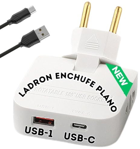 GuiLuc USB C - Enchufe Plano Pared Extraplano - Ladrón Enchufes Plano - Ladrón USB C - Enchufe Múltiple Plano - Enchufes con USB - Ladrón Múltiple Plano Pared - Enchufe Múltiple - Ladrón Plano