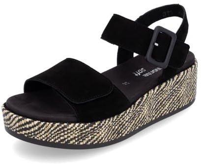 Remonte Damen Riemchensandalen D1N54, Frauen Sandalen,lose Einlage,flach,Sommerschuhe,Freizeitschuhe,offene Schuhe,Strandschuhe,schwarz (02),44 EU