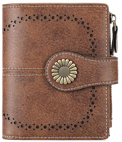SENDEFN Portefeuille Femme Cuir Porte Monnaie Femmes Porte-Cartes Portefeuille Zippé Femmes avec 16 Emplacements pour Cartes Anti RFID Portefeuilles