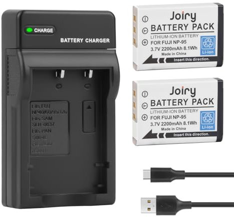 2X NP-95 batterie e caricabatterie per Fujifilm FinePix F30, FinePix F31fd, FinePix Real 3D W1, FinePix X100, FinePix X30, FinePix X100T, FinePix X100LE, RICOH DB-90, GXR, GXR Mount A12, GXR P10