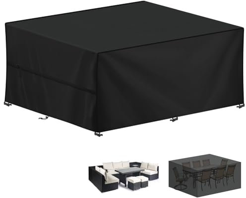 LAMUNI Abdeckung Gartenmöbel Schutzhülle für Gartentische, 300x250x100cm Loungemöbel Abdeckung Wasserdichte Gartenmöbel Abdeckplane Winterfest 420D Oxford Abdeckhauben für Tische, Stühle, Sofas