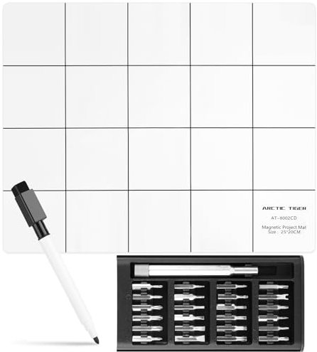 Magnetmatte, Magnetic Project Mat mit Stift, Magnetische Arbeitsmatte mit Schraubendreher Werkzeuge, Magnetische Unterlage für Smartphone Laptop Oder Andere Elektronik Reparatur