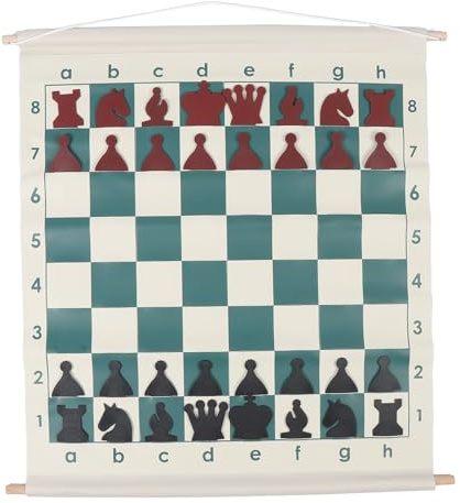 Portable Chess Demonstration Board Set mit 32 Schachstücken für die Schachschule, Ideal für das Unterrichten - Kunstleder + Kunststoff + Holz