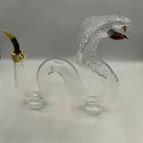 DUOAZJL Statue d'art - Carafe À Whisky Et À Vin en Forme De Serpent 1 000 ML, Bouteille De Whisky en Verre en Forme d'animal, Objets De Collection, Cadeaux Amusants(1000ml)