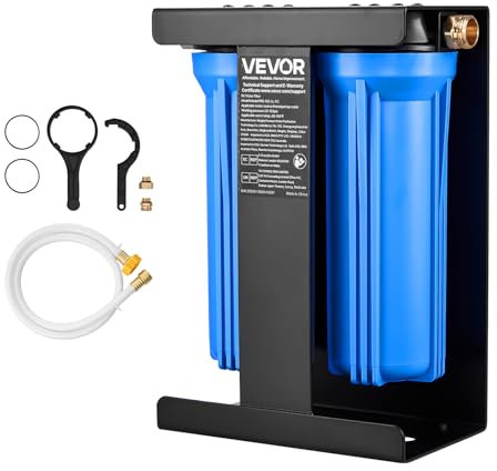 VEVOR RV-Wasserfilter mit Halterung, 2 Kartuschen 6,3 x 25,4 cm, Wasserfiltersystem für Wohnmobile, entfernt Chlor, schlechten Geschmack, Gerüche und die meisten Verunreinigungen, für Camper, Boote