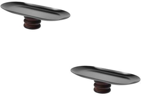 VILLCASE 2 Pièces plateau en métal plateau rond plateau de pièces magnétique policier bac à bijoux décoratif plateau à outils plateau de bijoux rond Acier inoxydable Black