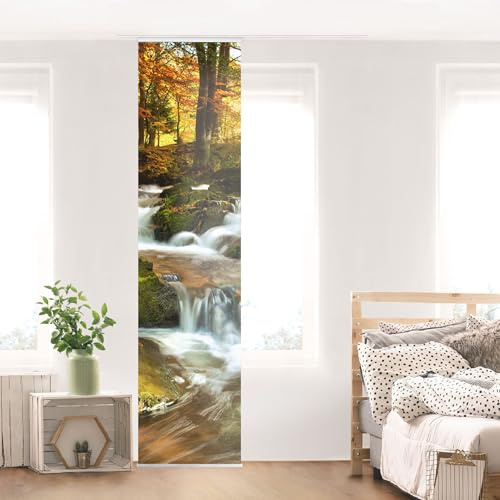 micasia Schiebegardine halbtransparent 60er Paneel Klett Wald Textil lichtdurchlässig - Motiv Modern Flächenvorhang grün Wohnzimmer Schlafzimmer 1737 (60x250 cm - 1 St.)