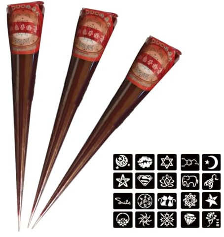YAYNO 3 Stück Henna Tattoo Temporäre Tattoo Temporäre Tätowierung Tattoo sticker Henna Braun Sommersprossen Henna Rot Henna Freckles Henna Rotbraun mit Henna Tattoo Schablone