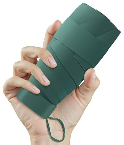 Zidoley Mini Regenschirm Klappschirm für Geldbörse, UPF 50+Sonnenschutz und Regenschutz, Kompakt Winddichter Taschenschirm Mini mit Etui, Bauweise, Geeignet für Tasche Pendler, Jungen (Grün)