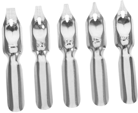 HORIALENCE Oblique Dip Pen Nibs Set 5 Pieces Steel Fountain Pen Replacement Tips for Students Calligraphy Writing and Drawing Accessories