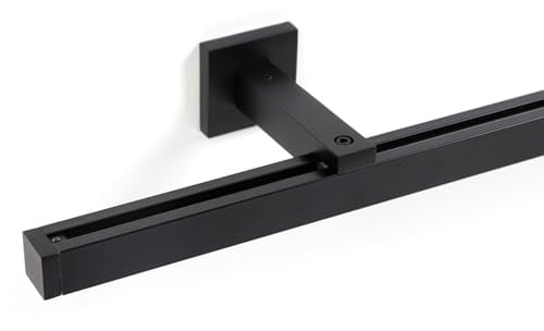 Deco-Raum Gardinenschiene Innenlauf eckig Cube 20x20 mm Schwarz matt, 280 cm, Wandmontage, auf Maß, Flächenvorhang geeignet