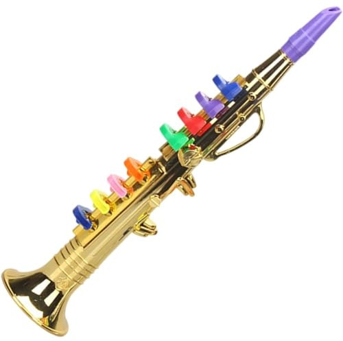 Stakee 1 Stück Musikalische Blasinstrumente Klarinette Für Kinder Kleinkinder Abs Metallic Gold Klarinette 8 Farbigen Tasten
