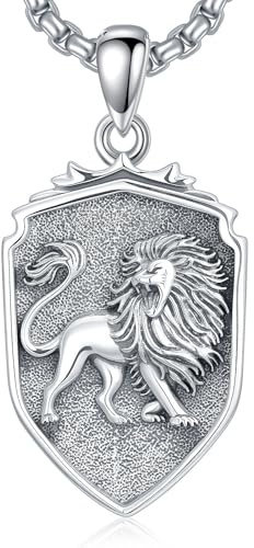 enjoylifecreative Löwe Halskette für Herren 925er Sterling Silber Löwen Anhänger Kette Weihnachten Schmuck Geschenke für Männer