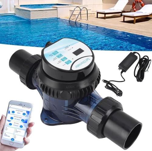Salzwasser-Pool-Chlorinator System, Salzchlorgenerator mit Selbstreinigung, Intelligenter APP-Steuerung, Schutz mit Sechs Alarmen, 25-100% Ausgang Einstellbar, für Pool bis zu 13000 Gallonen,10g/h