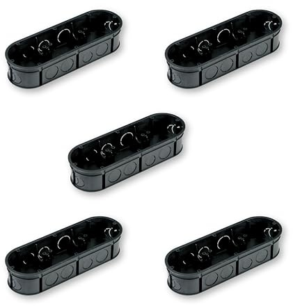 REV Hohlwanddose 3fach SPARSET - 5x Unterputzdose 210x70x40mm, M25, beständig bis 650°, 400V - Schalterdose Unterputz, Schwarz