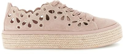 CAFèNOIR - Sneakers Allacciate in Pelle con Intagli Laserati, da Donna, Colore Cipria, Taglia 39