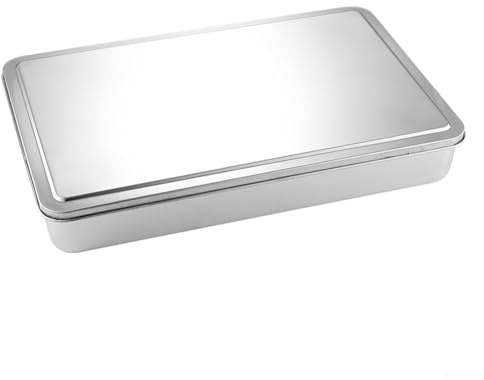 Molde de tiramisú de acero inoxidable rectangular con tapa, molde para hornear pasteles y lasaña, apto para lavavajillas, diseño profundo para almacenamiento en frigorífico, plata(44)