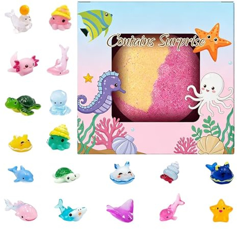 Effervescenti - Palline da bagno colorate effervescenti con giocattolo a per calze di Natale | sfera effervescente e giocattolo, per festa di compleanno e grazia per ragazze e ragazzi