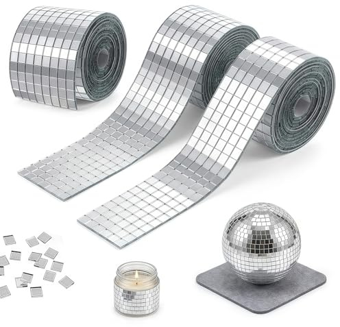 4800 Stück Spiegel Mosaik, Discokugel Klebestreifen, Mosaikfliesen Selbstklebend, Mosaik Spiegelfliesen für DIY Discokugel Deko, Tisch Wand Dekoration, Party Dekoration