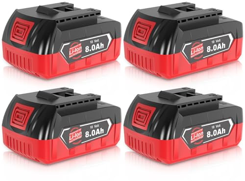 4X 8000mAh GBA Ersatzakku für Bosch Akku 18V 8ah kompatibel für Bosch Professional 18V System Akku-Werkzeuge Nicht kompatibel mit grünen Werkzeugen