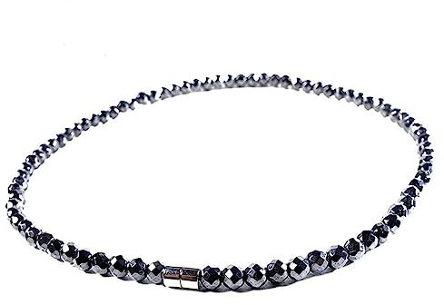 AIMANTIX Magnetische Halskette für Damen und Herren – Halskette Hämatit – Hämatit Stein facettiert – positive Energie, Metall, Metall