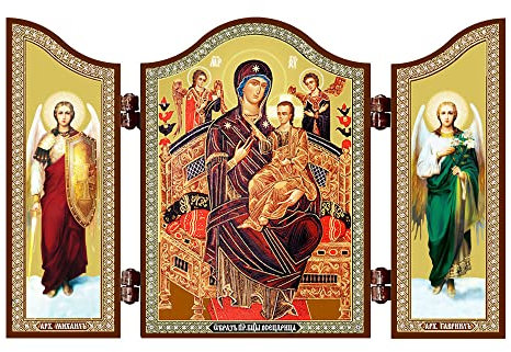 NKlaus 1448 Gottesmutter All Königen Holz Triptychon Orthodox Ikone Vsecarica