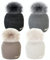 PMS Bommelmütze Mütze Beanie Strickmütze grob gestrickt Fellbommel Herbst/Winter (Schwarz)