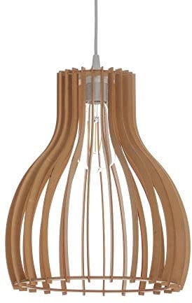 LUSSIOL Pendelleuchte Helsinki S, Holz, 60 W, Natur, ø 28 x H 34 cm