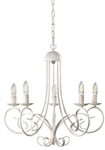 ONLI Pompei Kronleuchter 5-flammig klassisch elegant Metallgestell weiß