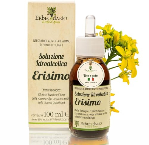 Erbecedario tintura madre Erisimo gocce 100ml, erisimo voce erba del Cantante favorisce il benessere di voce e corde vocali - Made in Italy