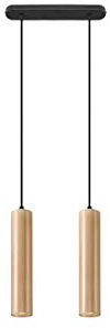 Sollux Lighting Hängelampe Pendelleuchte Hängeleuchte Deckenlampe Holz 2 Flammig Schwarz/Naturholz LINO