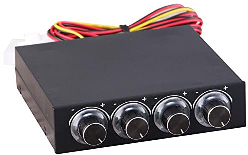 PC Fan Controller 4 Channel, Speed Control Adjuster with LED Front Panel 3.5 PC CPU HDD Cooling Control Panel, 8W 4PIN Power Socket