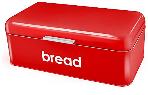 P&P CHEF Red Bread Box Bread Bin For Kitchen Counter, (16.5’’ x 9 Bread Storage Box For Loaf/Cake/Bagels, Non-toxic & Druable, High Capacity & Easy Clean