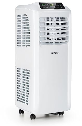 Klarstein Climatiseur Mobile Silencieux, Smart Climatiseur 3 en 1, Mode Nuit, Déshumidificateur, Ventilateur, Mini Climatisation à Faible Conso, Evacuation, Clim Portable, 9000 BTU, Climatiseurs