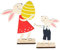 LOVEXIU Osterdeko Holz Hase 2 Stück, Osterhase Holzfigur, Osterhasen Holz Eier Familie, Für Ostern Deko, Kinder Geschenke, Innenbereich, Garten Dekoration
