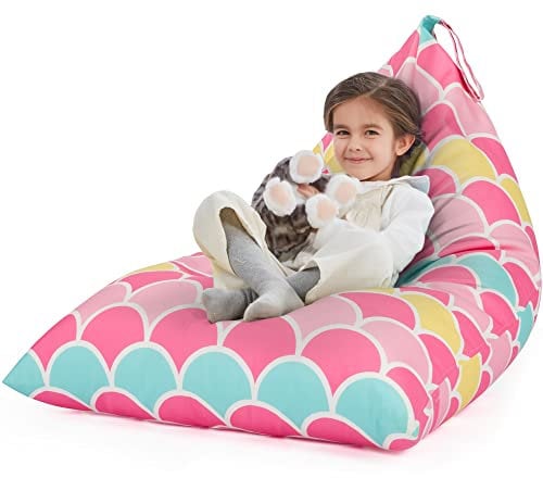 Nobildonna, Sitzsack für Stofftiere, nur für Kinder und Erwachsene, extra großer Sitzsack ohne Füllung, Plüschtierhalter und Organizer, Premium-Leinen, 250 l (Meerjungfrau)