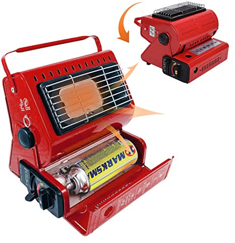 Sparklenut Gasheizer Keramik Gasstrahler 1,3 kW Tragbare Heizung Gasheizer Rot
