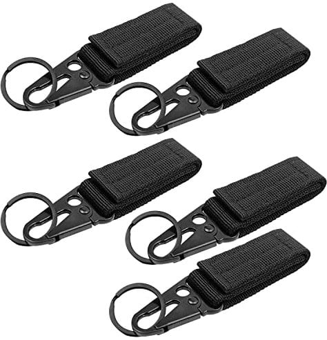 YUE QIN 5 PCS Belt Clip Carabiner Buckle Molle Strap Nylon Snap Hook Clip Keychain Keyholder Ring Tactical Backpack Molle Clip for Climbing Hiking Outdoor, 10 * 2.5cm