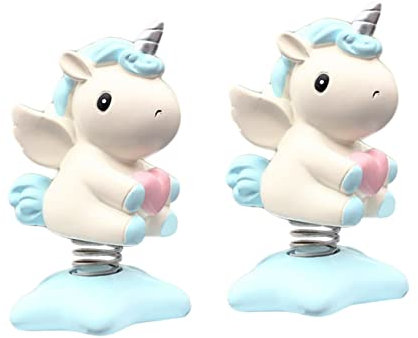 Abaodam 2stücke Einhorn Wackelkopf Figur Süßes Dashboard Ornament Auto Dekoration Niedliches Accessoire Für Auto Büro Und Zuhause Für Und Familie