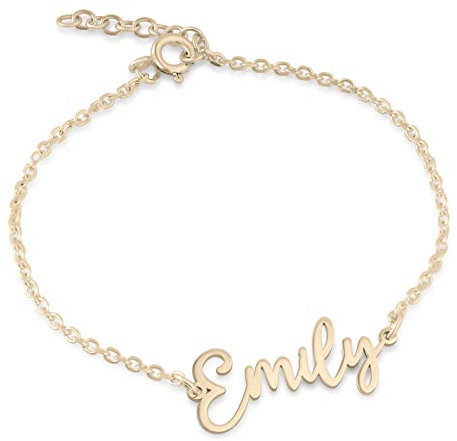 Personalised 18K Gold Plated Name Bracelet - Solid 925 Sterling Silver - Custom Gift for Her - Handmade Charm Jewellery (18K Rose Gold)